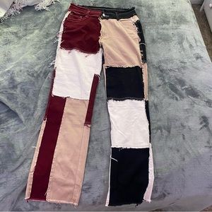 SOLD color block jeans